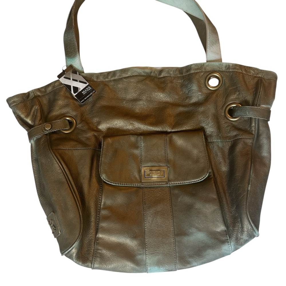 Maxx New York Gold Splash painted  UGLY Shoulder Bag with Slouchy Design